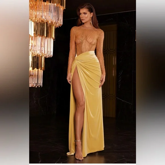Abyss By Abby | Dresses | Abyss By Abby Samaria Yellow Evening Gown Dress |  Poshmark